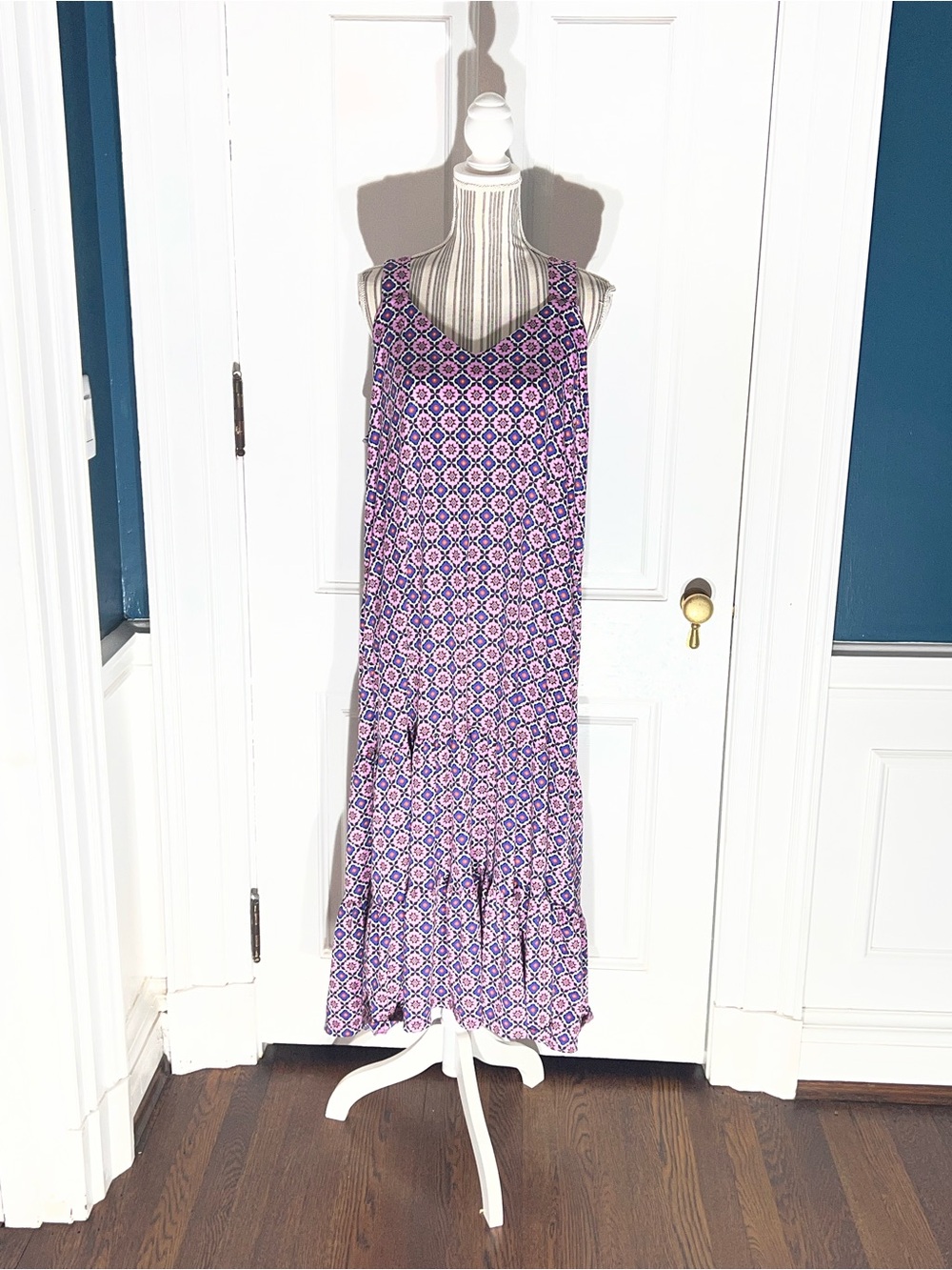 Sleeveless geometric xL Cuddlduds soft maxi dress boho women’s D489